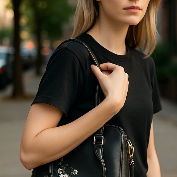 (14)Shoulders bag womens midium size black color - Picture 1 of 10